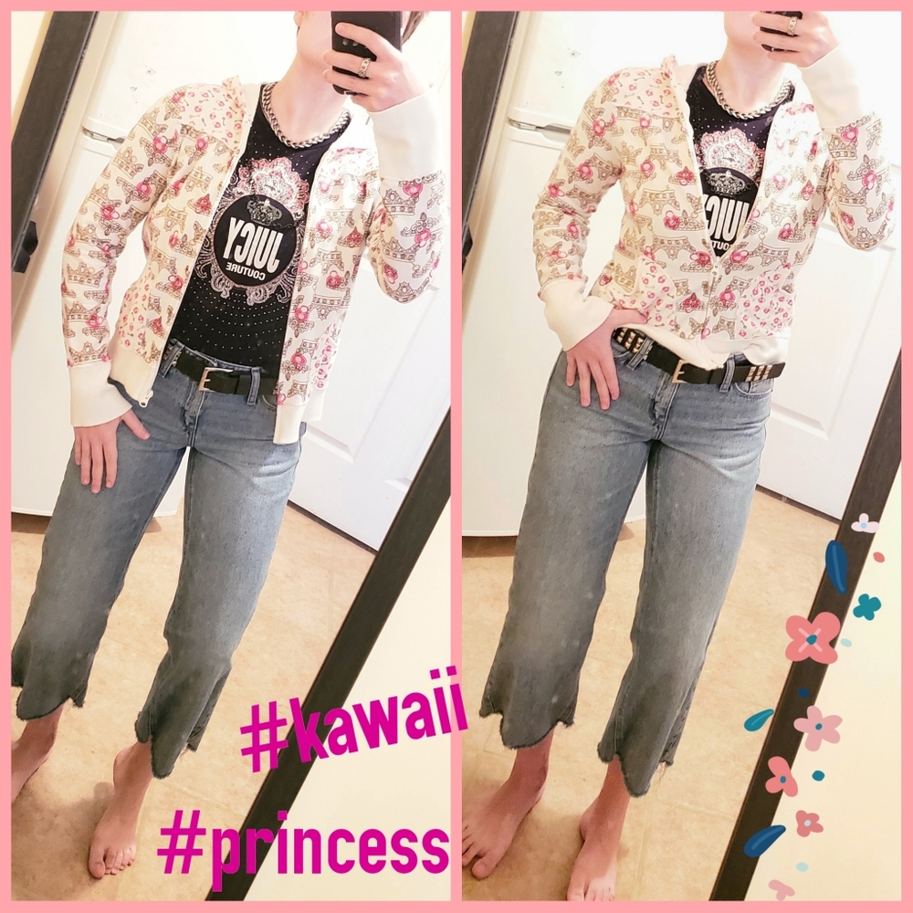 LIMITED TOO Cute Pastel Cream Pink Lockheart Kawaii Princess Graphic Hoodie - Picture 4 of 15